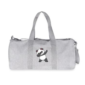 Panda Dabbing Kawaii - Recycled Canvas Sports Bag by Stanley/Stella - heather grey - Front