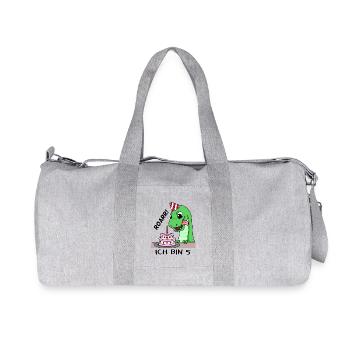 5. Geburtstag Dino Geburtstag Ich bin 5 - Recycelte Canvas-Sporttasche von Stanley/Stella - Grau meliert - Vorne