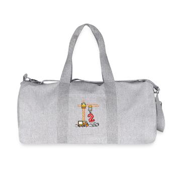 Enfants t-shirts d’anniversaire Bagger 2 Jeune Chantier 2 - Sac de sport en toile recyclée Stanley/Stella - gris chiné - Devant