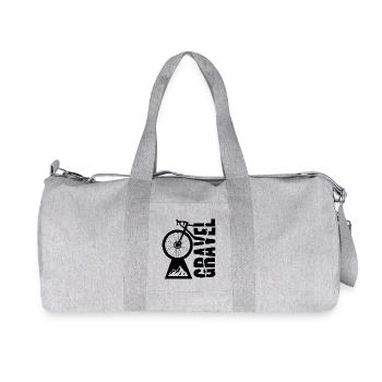 Gravel bike design with wheel and mountain motif - Recycled Canvas Sports Bag by Stanley/Stella - heather grey - Front