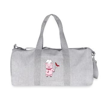 Pig Grill Master avec saucisse – Design drôle - Sac de sport en toile recyclée Stanley/Stella - gris chiné - Devant