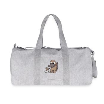 Maman ornithorynque avec bébé ornithorynque - Sac de sport en toile recyclée Stanley/Stella - gris chiné - Devant