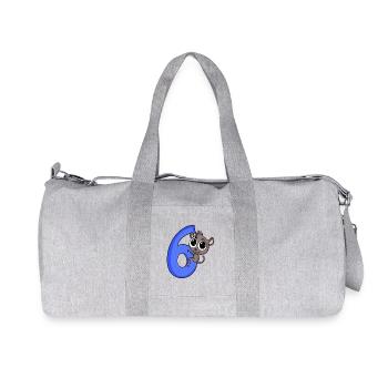 6 ans - 6ème anniversaire - motif lémuriens gobelins - Sac de sport en toile recyclée Stanley/Stella - gris chiné - Devant