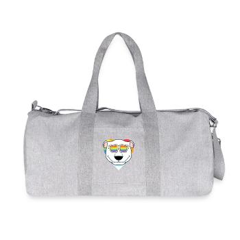 LGBT Animal Polar Bear Rainbow Heart - Recycled Canvas Sports Bag by Stanley/Stella - heather grey - Front