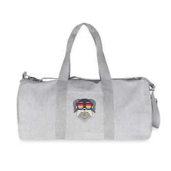 Pansexual Schnauzer Dog - Dog with Glasses - Recycled Canvas Sports Bag by Stanley/Stella - heather grey - Front
