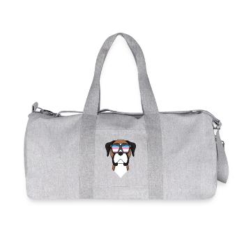 Chien boxer allemand transgenre - Chien avec lunettes - Sac de sport en toile recyclée Stanley/Stella - gris chiné - Devant