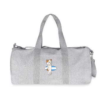 Surfboard Cat Japanese Bobtail Surfing Gift - Recycled Canvas Sports Bag by Stanley/Stella - heather grey - Front