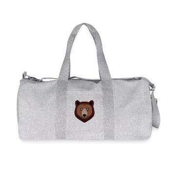 Bear Head Design - Recycled Canvas Sports Bag by Stanley/Stella - heather grey - Front