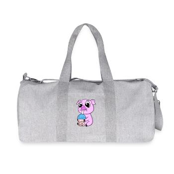 Schwein Bubble tea Motiv - Recycelte Canvas-Sporttasche von Stanley/Stella - Grau meliert - Vorne