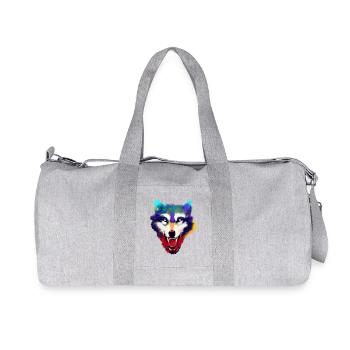 Wolfskopf Bunt Aquarell - Recycelte Canvas-Sporttasche von Stanley/Stella - Grau meliert - Vorne