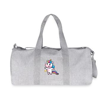 Kawaii Unicorn Science – Cute Rainbow Magic - Recycled Canvas Sports Bag by Stanley/Stella - heather grey - Front