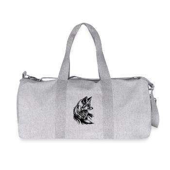 Petit renard mignon portrait tatouage encre - Sac de sport en toile recyclée Stanley/Stella - gris chiné - Devant