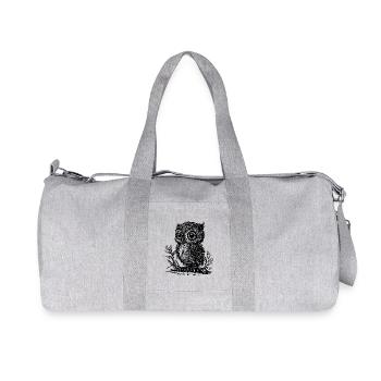 Cute little vintage owl on a branch - Recycled Canvas Sports Bag by Stanley/Stella - heather grey - Front