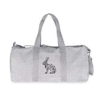 Geometric Rabbit Cute Lines Rabbit - Recycled Canvas Sports Bag by Stanley/Stella - heather grey - Front