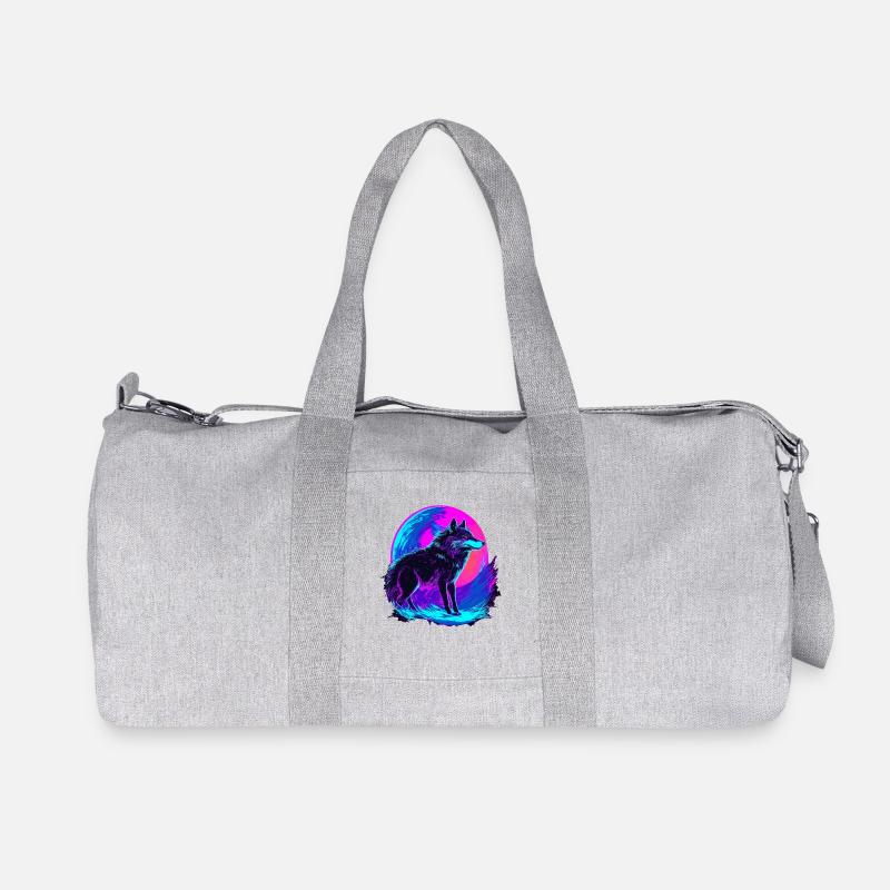 Colorful Wolf Neon Moon Synthwave - Recycelte Canvas-Sporttasche von Stanley/Stella - Grau meliert