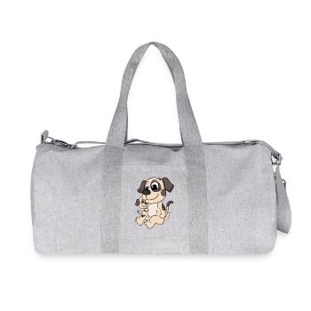 Hund Familie - Hund mit Baby - Recycelte Canvas-Sporttasche von Stanley/Stella - Grau meliert - Vorne