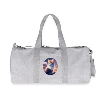 Chat de nuit illustré - Sac de sport en toile recyclée Stanley/Stella - gris chiné - Devant