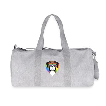 Regenbogen - Hund Deutscher Boxer mit Brille - Recycelte Canvas-Sporttasche von Stanley/Stella - Grau meliert - Vorne