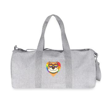 Arc-en-ciel - Chien Shiba Inu avec lunettes et coeur - Sac de sport en toile recyclée Stanley/Stella - gris chiné - Devant