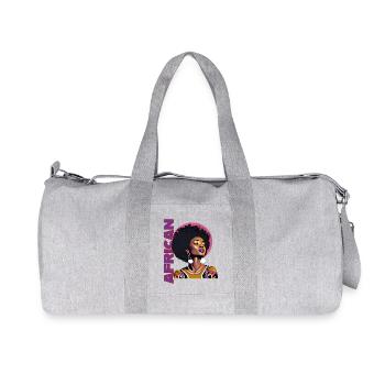 Black Woman with African lettering - Recycled Canvas Sports Bag by Stanley/Stella - heather grey - Front