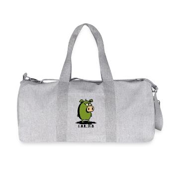 Cartoon: A Bored Bored Pig - Recycled Canvas Sports Bag by Stanley/Stella - heather grey - Front