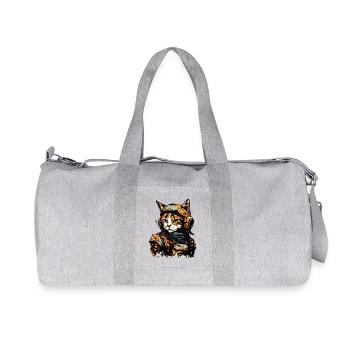 Watercolor Space Pilots Cat - Recycled Canvas Sports Bag by Stanley/Stella - heather grey - Front