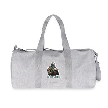 Ritter But First Coffee Fantasy RPG Shirt - Recycelte Canvas-Sporttasche von Stanley/Stella - Grau meliert - Vorne