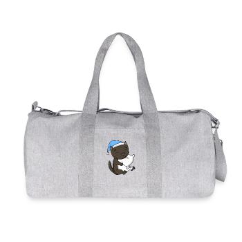 Schlafen Müde - Katze mit Kissen und Schlafmütze - Recycelte Canvas-Sporttasche von Stanley/Stella - Grau meliert - Vorne