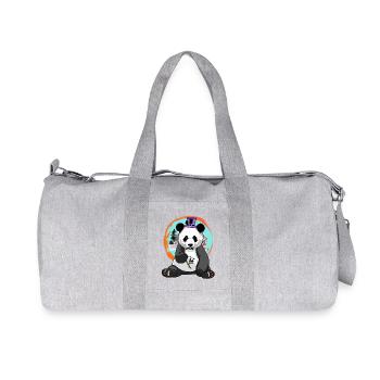 Asia Panda Bear Hat Wildlife Kids China Kid - Recycled Canvas Sports Bag by Stanley/Stella - heather grey - Front