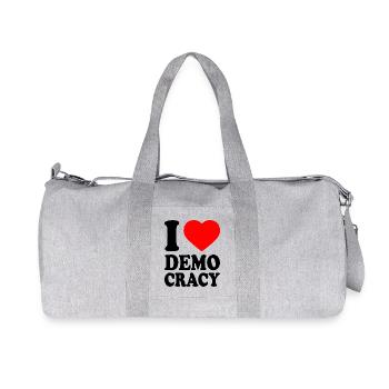 i love democracy - Recycled Canvas Sports Bag by Stanley/Stella - heather grey - Front