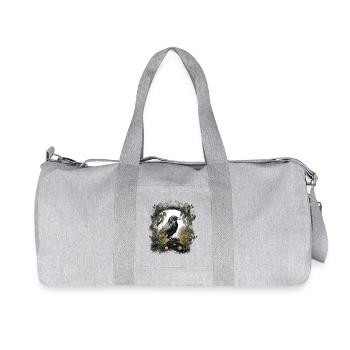 Corbeau, Nature, Fleurs, Corbeau, Corbeaux, Corbeaux, Printemps Sombre - Sac de sport en toile recyclée Stanley/Stella - gris chiné - Devant