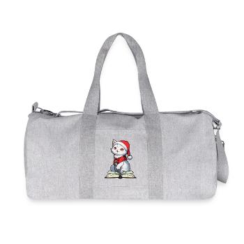 Cat Christmas Book St. Nicholas Cats Child Meow - Recycled Canvas Sports Bag by Stanley/Stella - heather grey - Front