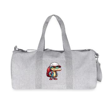 Crocodile mignon en look extérieur avec sac à dos - Sac de sport en toile recyclée Stanley/Stella - gris chiné - Devant