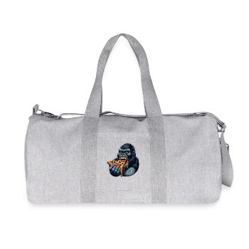 Gorilla Pizza Lover Funny Design - Recycled Canvas Sports Bag by Stanley/Stella - heather grey - Front