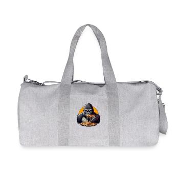 Gorille Pizza Lover Dessin animé - Sac de sport en toile recyclée Stanley/Stella - gris chiné - Devant