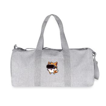 Fox Cat Hamster VR Gamer Cute Cartoon - Recycled Canvas Sports Bag by Stanley/Stella - heather grey - Front