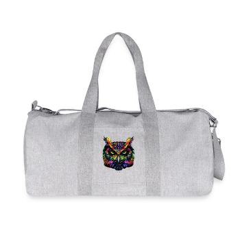 Owl Colorful Rainbow Colors Pop Art Owl Eagle Owl Owls - Recycled Canvas Sports Bag by Stanley/Stella - heather grey - Front