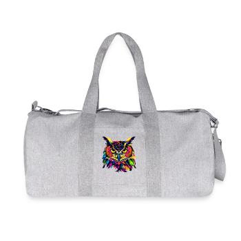 Owl Colorful Rainbow Colors Pop Art Owl Eagle Owl Owls - Recycled Canvas Sports Bag by Stanley/Stella - heather grey - Front