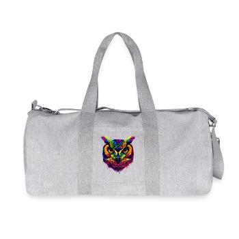 Owl Colorful Rainbow Colors Pop Art Owl Eagle Owl Owls - Recycled Canvas Sports Bag by Stanley/Stella - heather grey - Front