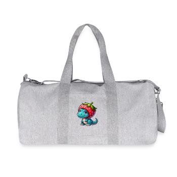 Sweet Dino T-Rex Strawberry Fruity Hat Whimsical - Recycled Canvas Sports Bag by Stanley/Stella - heather grey - Front