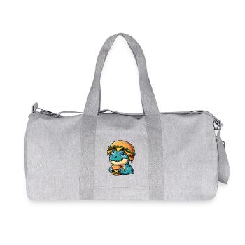 Dino T-Rex satisfait avec Hamburger Cheeseburger - Sac de sport en toile recyclée Stanley/Stella - gris chiné - Devant