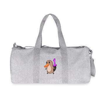 1 year old - School enrollment - Platypus motif - Za - Recycled Canvas Sports Bag by Stanley/Stella - heather grey - Front