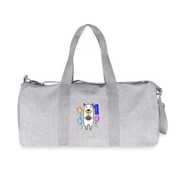1 an - inscription à l’école - motif alpaga - Sac de sport en toile recyclée Stanley/Stella - gris chiné - Devant