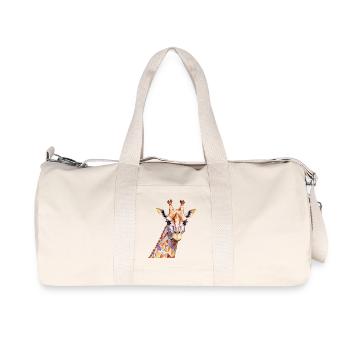 Giraffe Playful Adorable Fun Animal Colorful - Recycled Canvas Sports Bag by Stanley/Stella - natural - Front