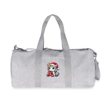 Weihnachtsmann mit Weihnachts-Einhorn - Recycelte Canvas-Sporttasche von Stanley/Stella - Grau meliert - Vorne
