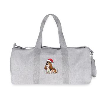 Basset Hound Lumières de Noël Chiens Cadeaux - Sac de sport en toile recyclée Stanley/Stella - gris chiné - Devant
