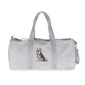 Alaskan Malamute Christmas Lights Xmas Dogs Gifts - Recycled Canvas Sports Bag by Stanley/Stella - heather grey - Front