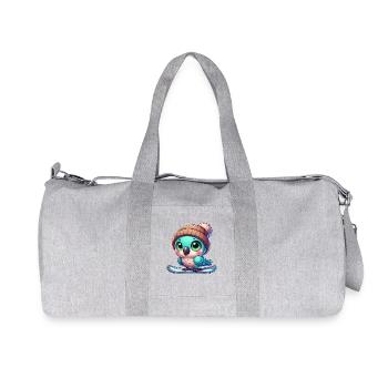 Cute Parrot Snowboard Winter Sports Cartoon - Recycled Canvas Sports Bag by Stanley/Stella - heather grey - Front