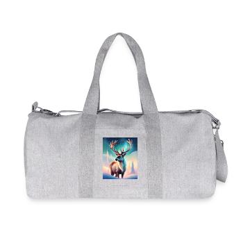 Majestic reindeer design with northern lights - Recycled Canvas Sports Bag by Stanley/Stella - heather grey - Front