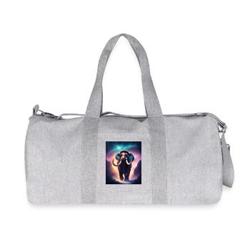 Cool mammoth with purple background - Recycled Canvas Sports Bag by Stanley/Stella - heather grey - Front